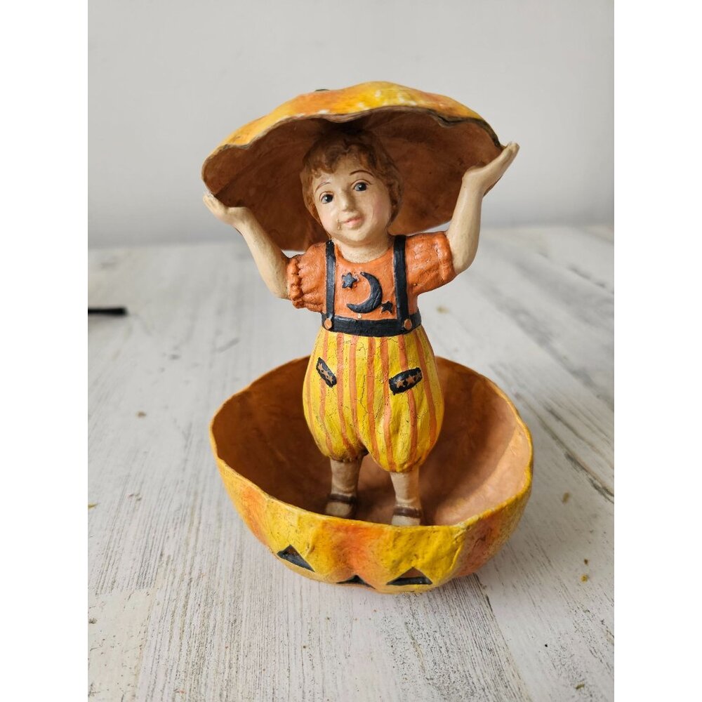 Bethany Lowe pumpkin girl hide seek jack-o'-lantern figurine statue Halloween de